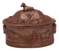 An unusual Derbyshire brown stoneware tureen and cover,
