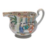 A Canton 'monk's cap' jug enamelled with figures on terraces,