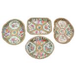 A group of four Canton shaped dishes, Qing Dynasty two of scallop form, 27.