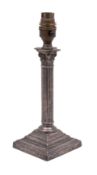 A plated Corinthian column candlestick [as a table lamp] on a stepped square base, 26cm.