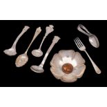 A mixed group of silver items, various makers and dates: including a bon-bon dish,