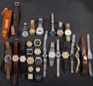 A Collection of twenty-six assorted wristwatches including Seiko, Timex, Sekonda,