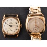 Record, a gentleman's gold wristwatch the dial with black Arabic numerals,
