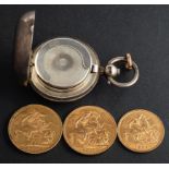 Three gold coins, including a Victorian sovereign coin, dated 1899, a George V sovereign coin,