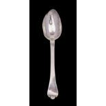 A 1730-1796 Jersey silver trefid spoon, maker Thomas David Mauger engraved ALR to reverse,