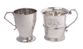 A George V silver christening cup, makers James Dixon & Sons Ltd.