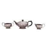 A George VI silver three-piece tea service, makers Mappin and Webb,