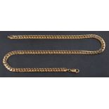 A flattened, curb-link necklace, stamped '375', total length ca. 46cm, total weight ca. 34.6gms.