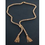 A 9ct gold, Italian, ropetwist and box-link lariat necklace, with import marks for Sheffield, 1995,