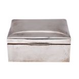 A George V silver cigar box, makers Cohen and Charles, Chester 1910 of plain rectangular form,