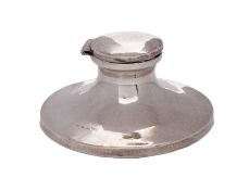 A George V silver capstan inkwell, makers S.