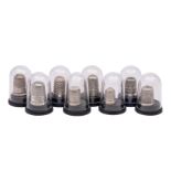 Chester Silver Thimbles : 8 thimbles, 4 by noted maker Charles Horner,