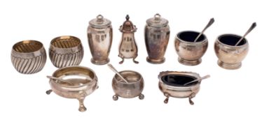 A George VI silver four-piece cruet, makers Asprey & Co.