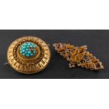 Two gemset brooches, including a late Victorian, 9ct gold,