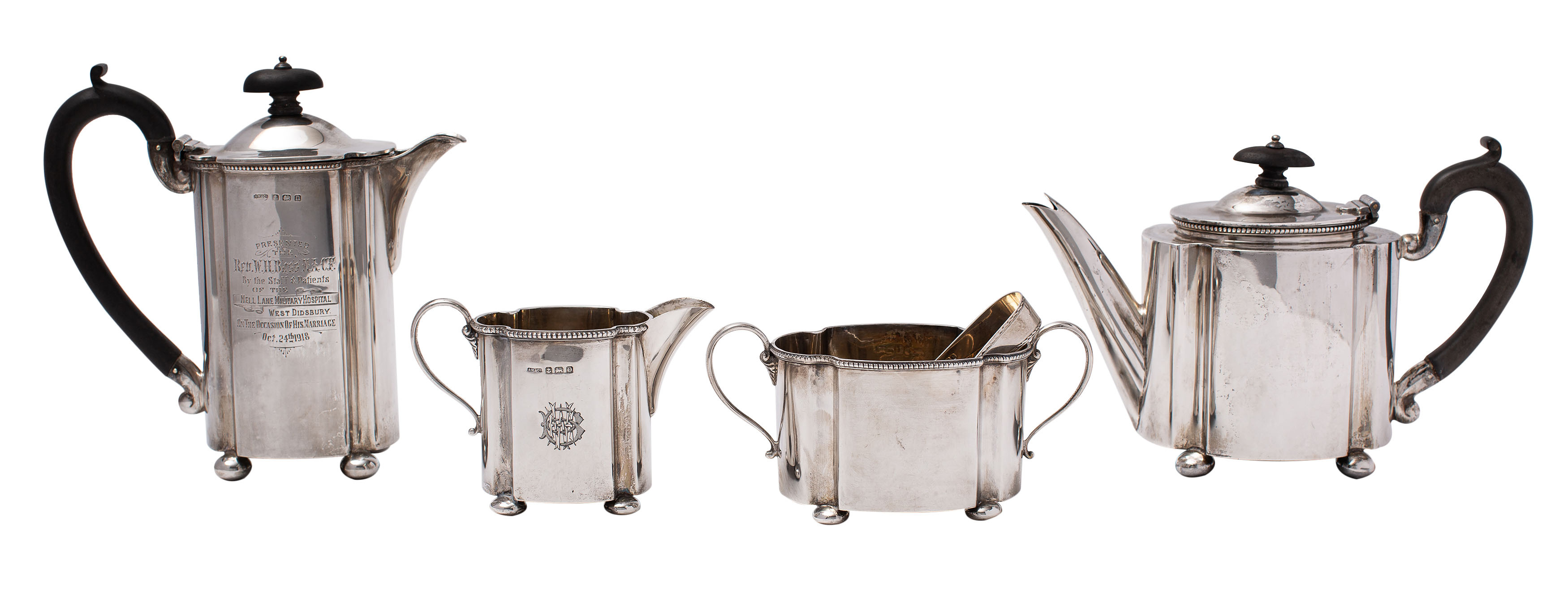 A George V silver four-piece tea and coffee service, makers A.