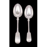 Two Jersey silver serving spoons (both Jersey makers and hallmarked in London) Charles T.