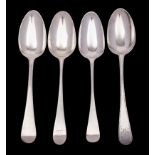 Three George II and George III Old English pattern silver tablespoons: one by W.