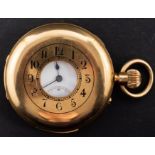 An 18ct gold half-hunter minute repeating pocket watch the movement having a lever escapement and