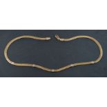 A 9ct gold, Italian, herringbone-link necklace, with import marks for London, total length ca. 44.