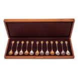A set of twelve cased Queen Elizabeth II 'The Royal Society for the Protection of Birds' spoons,
