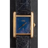 Must de Cartier, a ladies wristwatch the blue dial signed Must de Cartier,