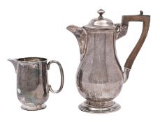 A George V silver coffee pot, makers S. & Co.