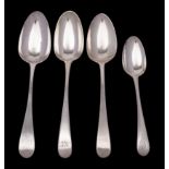 Three George III silver Old English pattern tablespoons, makers W.