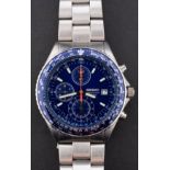 Seiko a stainless-steel gentleman's chronograph wristwatch the blue translucent dial with