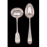 A George III silver bright cut tablespoon, maker Joseph Hicks,