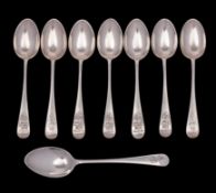 Eight silver spoons with crest: - MGC ( Margate Golf Club ?) made by James Dixon & Sons (7) and