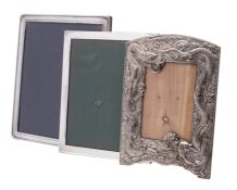 A 925 silver easel photograph frame of plain rectangular shape, 25.5 x 20.