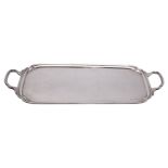 A George V silver twin-handled tea tray, makers probably Elkington & Co.