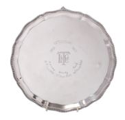 A George VI silver salver, makers Mappin & Webb,