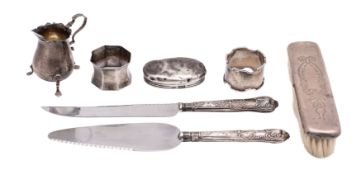 A mixed collection of silver items to include;