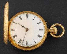 A late 19th century, Lecomte Geneve, keyless, half hunter pocket watch,