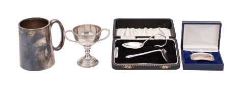 A George V silver christening mug,