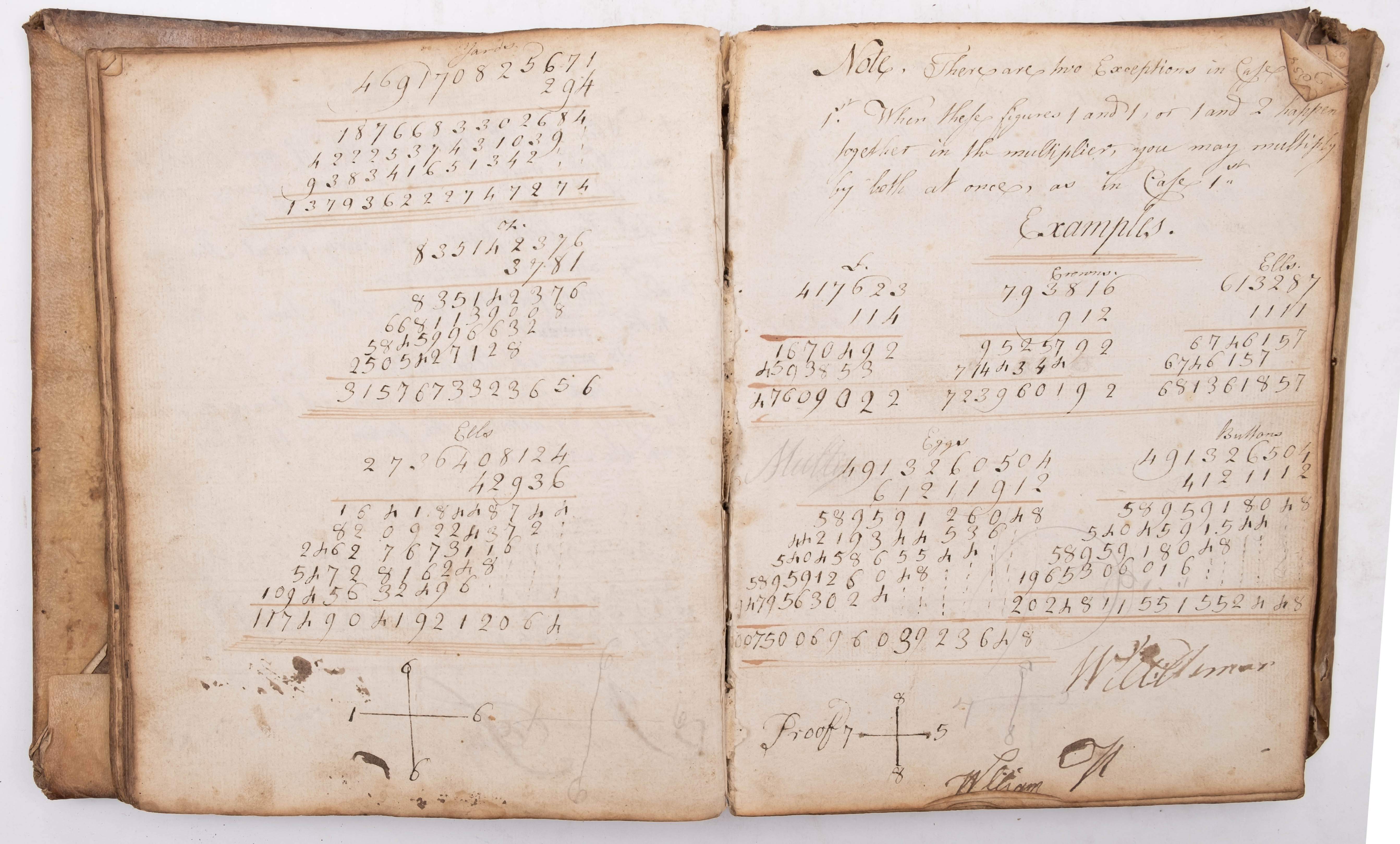 MANUSCRIPT - School Arithmetic book of 'John C. Symons His Book 1772.' 240 pages.