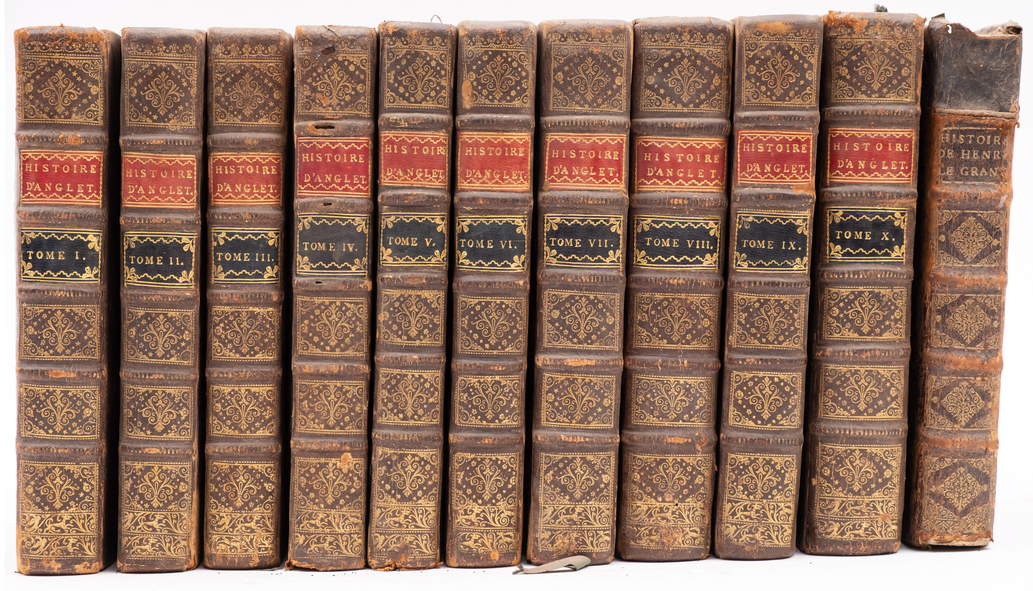 RAPIN DE THOYRAS, Paul- Histoire d' Angeleterre. 10 volume set. Maps, plates. Cont.