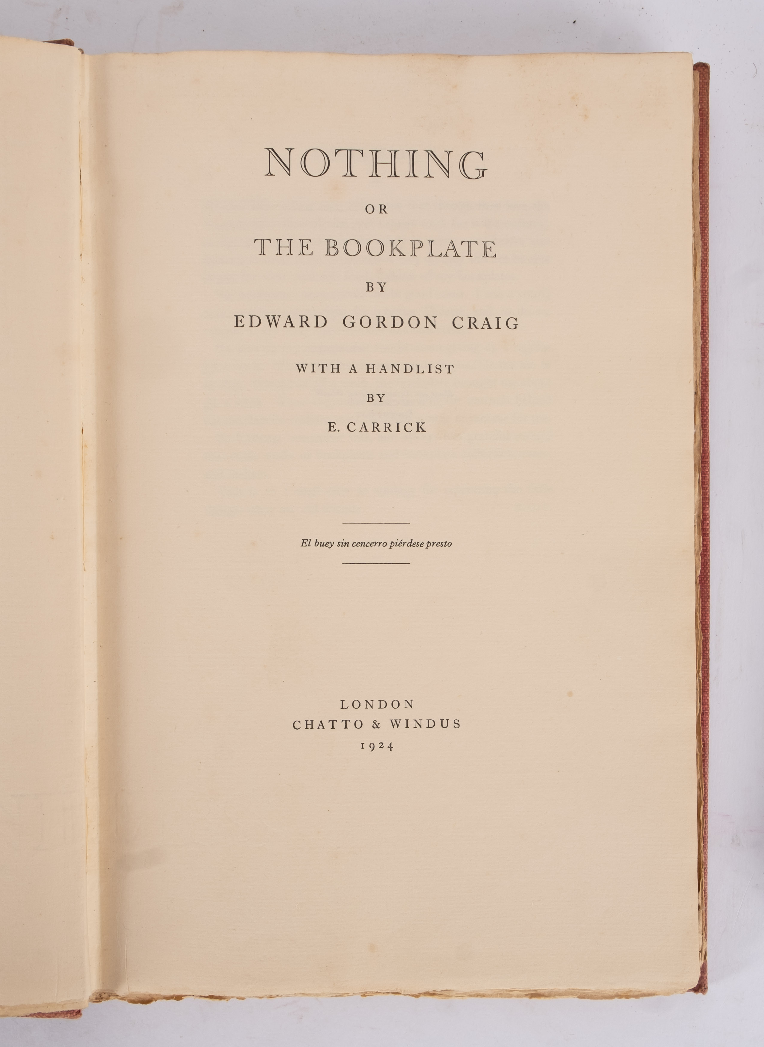 BOOKPLATES - Nothing or the Bookplate by Edward Gordon Craig with a hand list by E. - Image 3 of 4