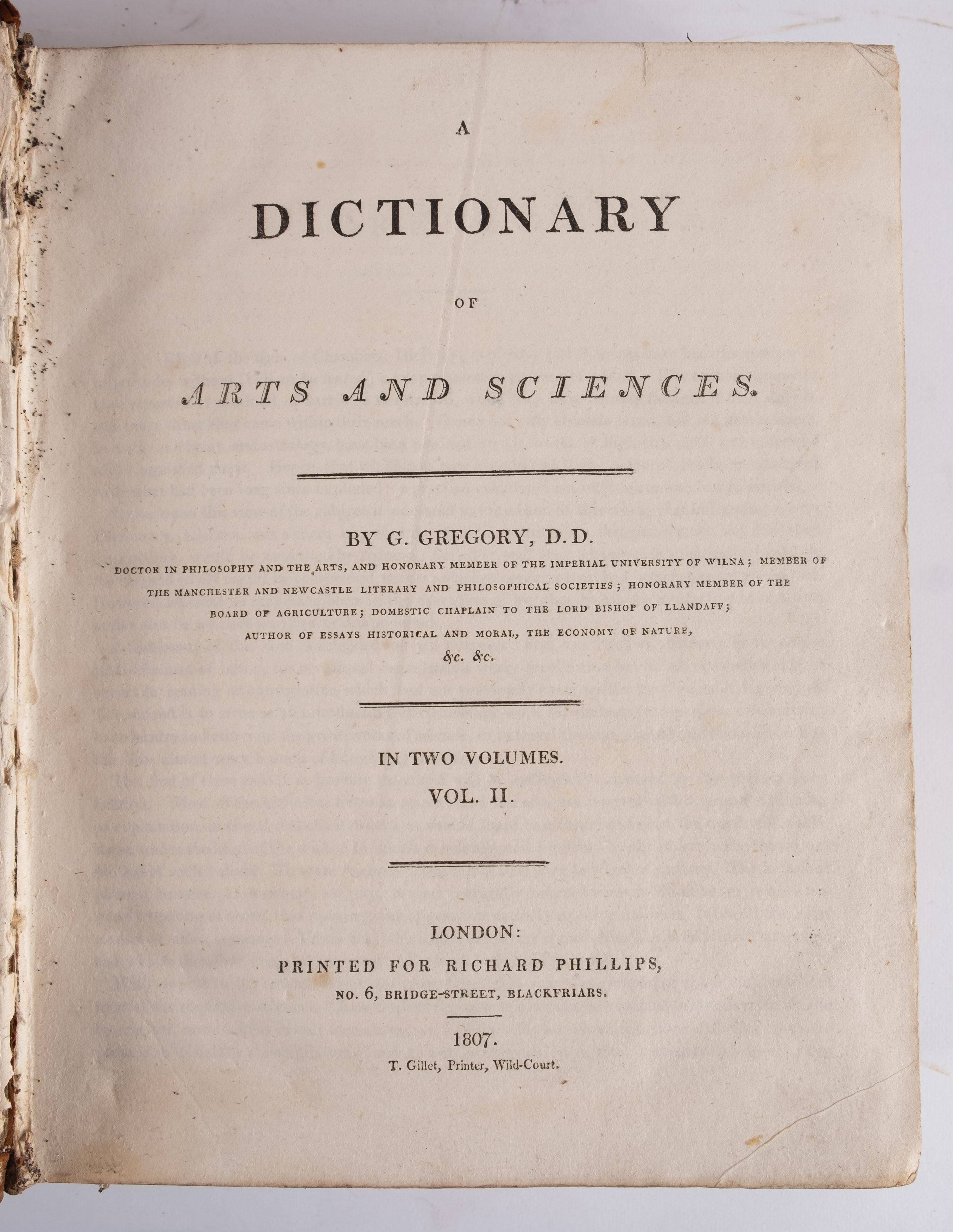 GREGORY, G - A Dictionary of Arts and Sciences : 2 vols. Numerous copper plates throughout. - Image 2 of 2