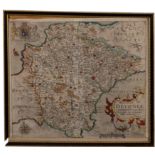 KIP, William - Devoniae Comitatus Vulgo Denshyre : ... [Devon]. Hand coloured map. 330 x 290mm.