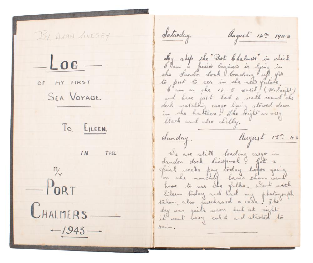 A group of three mid-20th century manuscript ship's log/diaries: two for MV 'Port Chalmers' to - Image 3 of 7