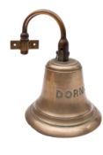An early 20th century 8 inch yacht bell 'Dormouse': with arched suspension over incised body and
