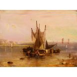 Follower of Thomas Luny (British, 1759-1837) Fishermen at sunrise oil on panel 18.