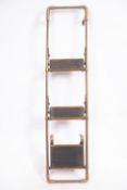 An early 20th century brass and mahogany folding boat or cabin ladder, maker Hoskin & Son Ltd,