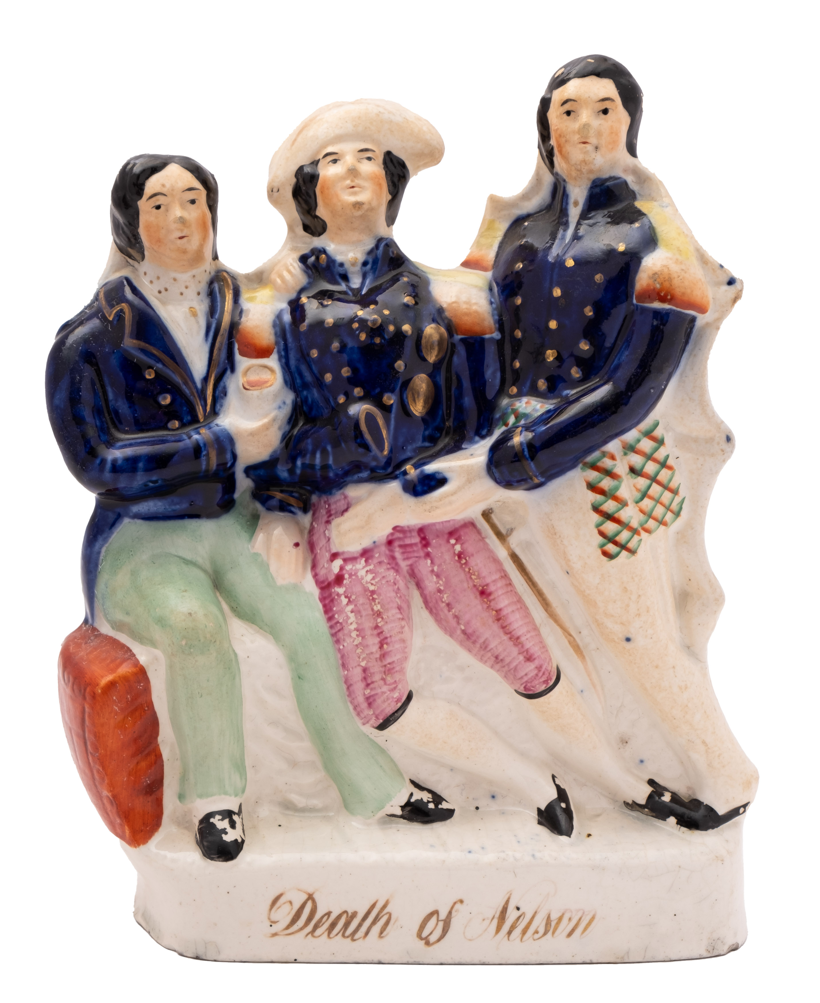 A mid 19th century Staffordshire figure group 'Death of Nelson',