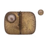 A late 19th century brass folding pocket sundial, probably by J Baum & Co,
