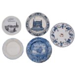 A 19th century Staffordshire blue and white plate of 'Frigate' pattern:, 25.