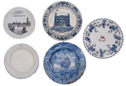 A 19th century Staffordshire blue and white plate of 'Frigate' pattern:, 25.