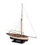 A scale model of the Essex fishing smack CK 482 'Kingfisher': standing and running rigged over a